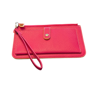 Hot Pink Vegan Leather Wristlet Wallet